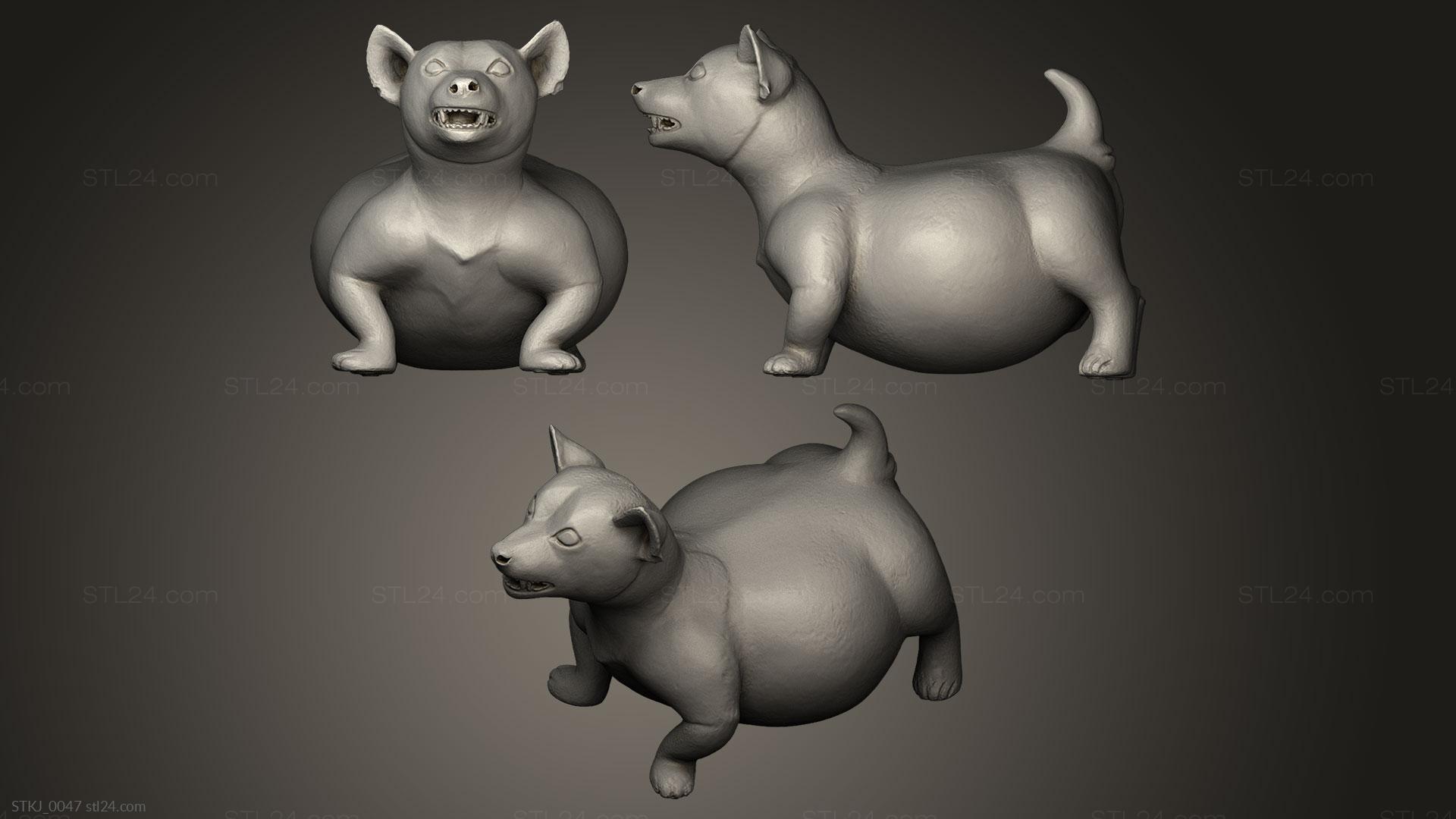 Animal figurines - Figure of a fat Dog, STKJ_0047. 3D stl model for CNC